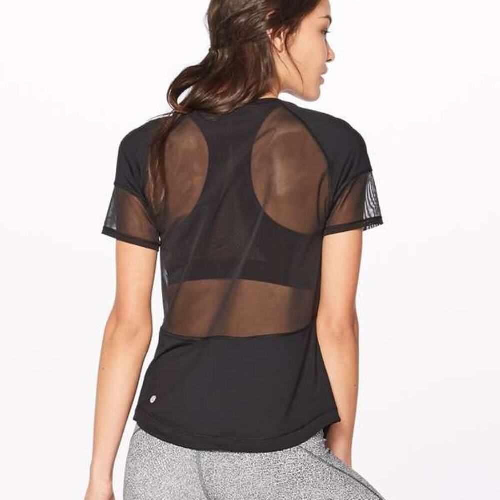 Lululemon Home Stretch Mesh Back Tee Black Size 4